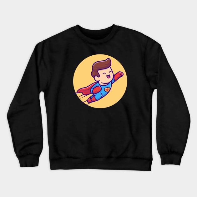 Cute SuperHero Flying Cartoon Crewneck Sweatshirt by Catalyst Labs